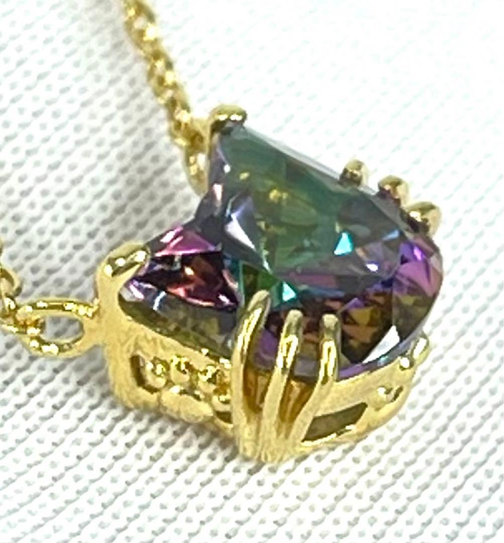 宝石ルース 『限定品！ネコちゃんネック！』天然ミスティックトパーズ　チェーン付