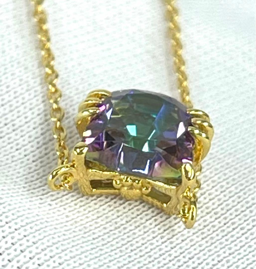 宝石ルース 『限定品！ネコちゃんネック！』天然ミスティックトパーズ　チェーン付