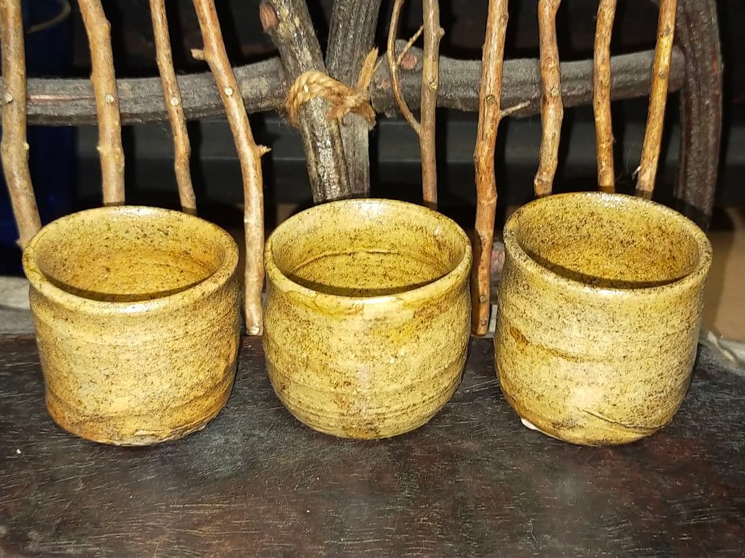 ♥骨董品　黄瀬戸　ぐい呑み　５個セット　桐箱付き