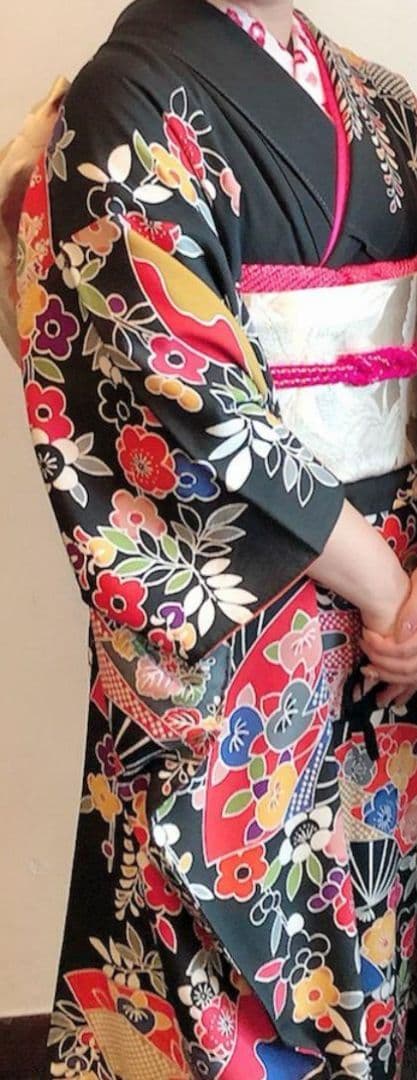 ★紅型振袖/帯/帯揚/帯締/伊達襟/５点セット★おまけ付