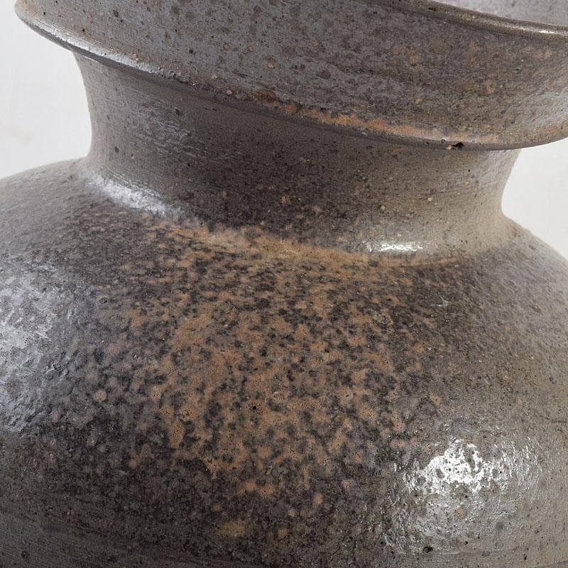 珠洲焼　有孔広口小壷　台座付　合わせ箱　C　R8830H