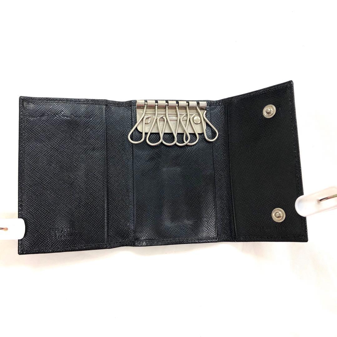 M04/030 PRADA プラダ 6連キーケース 三角ロゴ ブラック