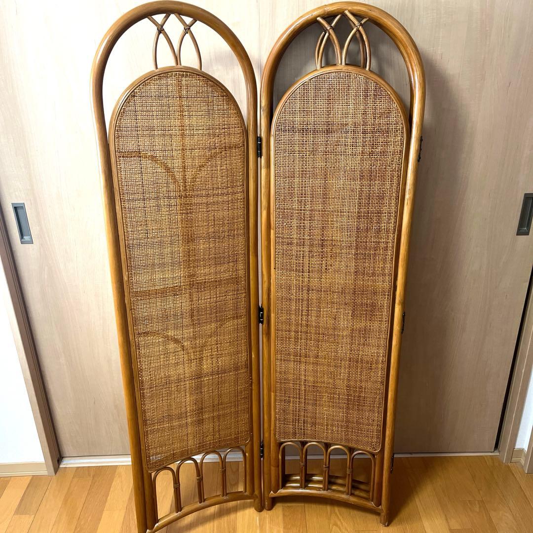 昭和レトロ 4連 ラタンパーテーション