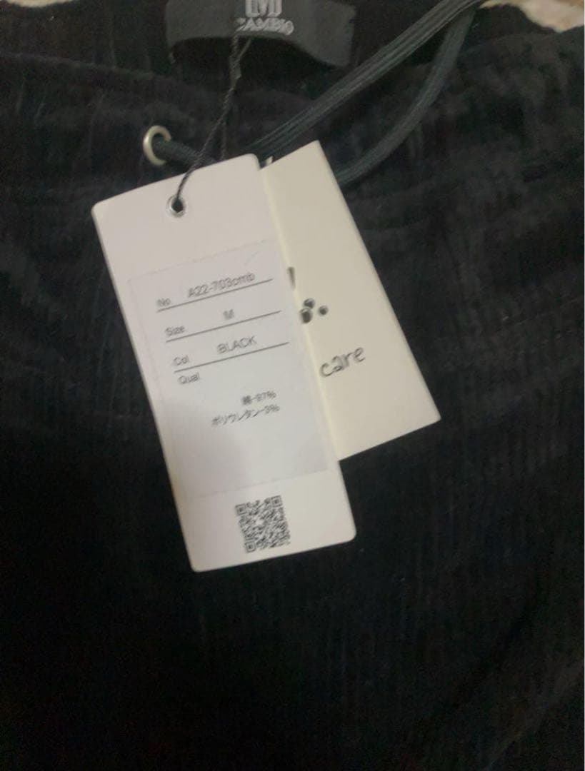 【カンビオ】2024年末新作　コーデュロイ　テーパードパンツ　ブラック　M