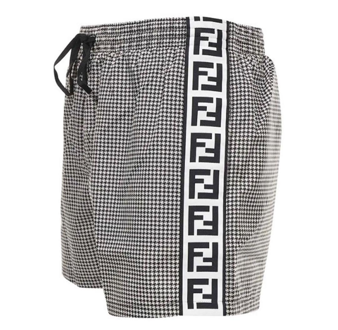 新品 FENDI スイムショーツ 千鳥格子 サイドロゴ ショートパンツ