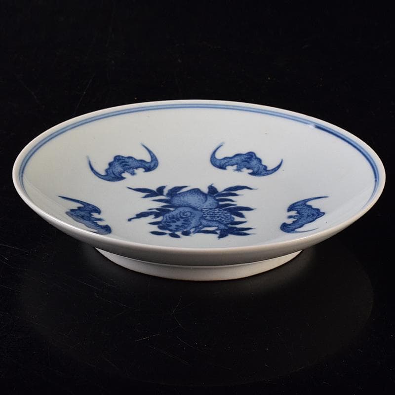 中国　青花　蝙蝠果実文盤　C　8758E