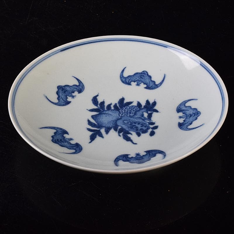 中国　青花　蝙蝠果実文盤　C　8758E
