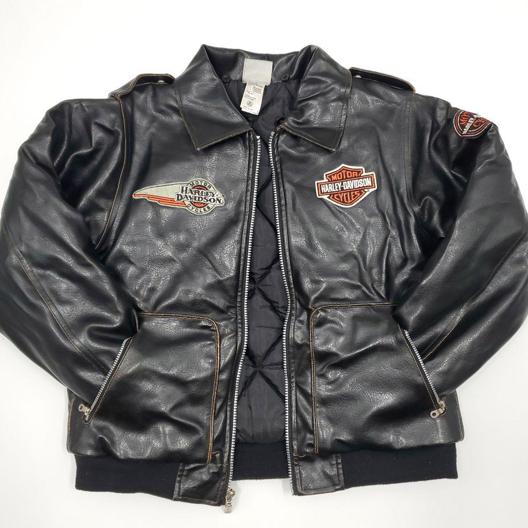 背面ビッグロゴ刺繍◆ハーレーダビッドソン◆PVCライダースジャケットSJ1444