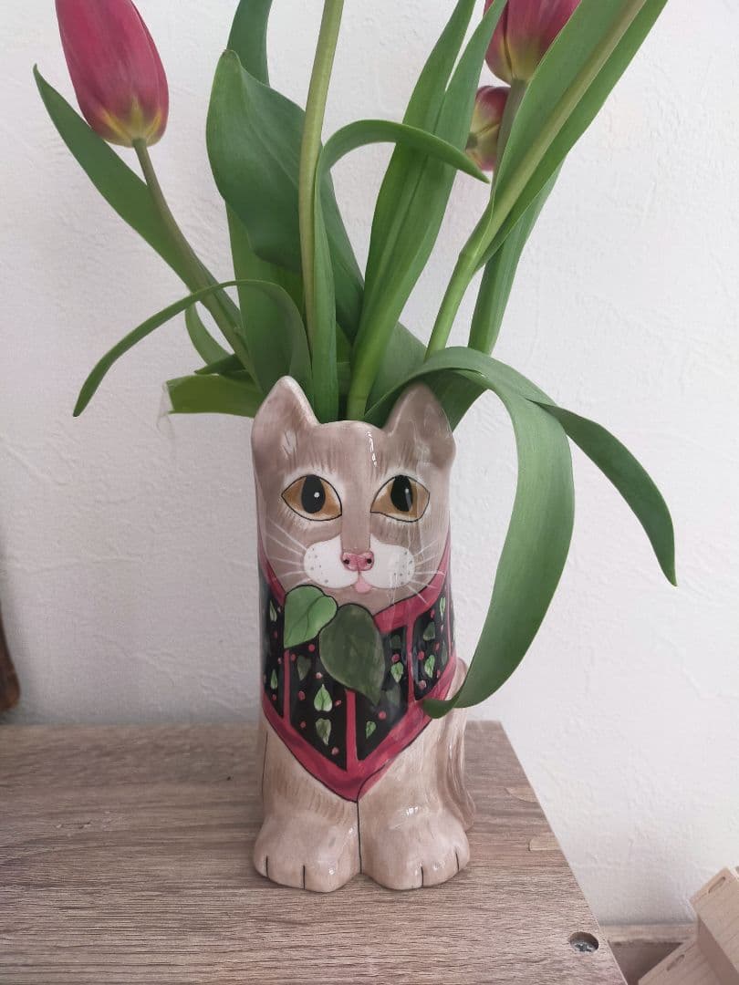 SUSAN PALEY　セラミック　ビンテージ　可愛い　猫　花瓶　フラワーベース