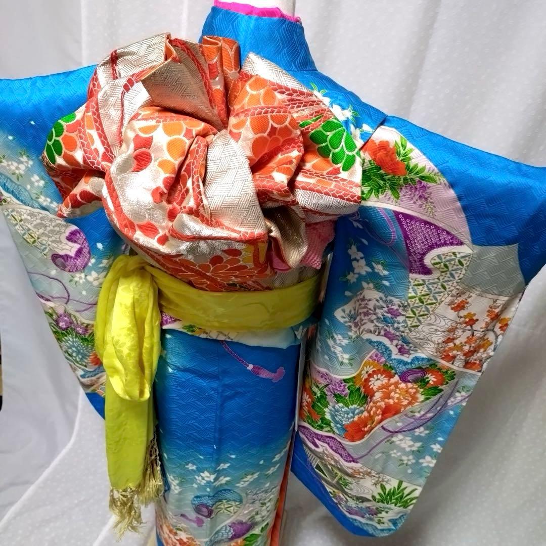 七五三　7歳　女の子　正絹着物　袋帯、長襦袢、小物セット