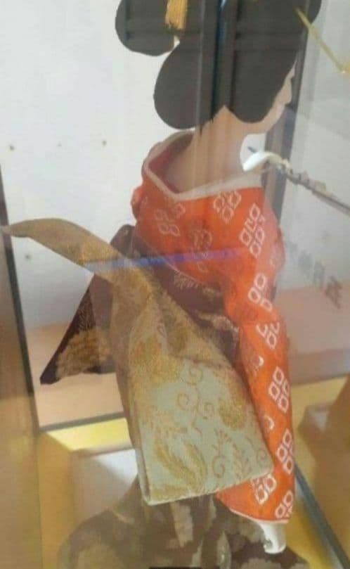 日本人形 舞扇 ガラスケース付き 昭和アンティーク雑貨インテリア 芸子 日本舞踊