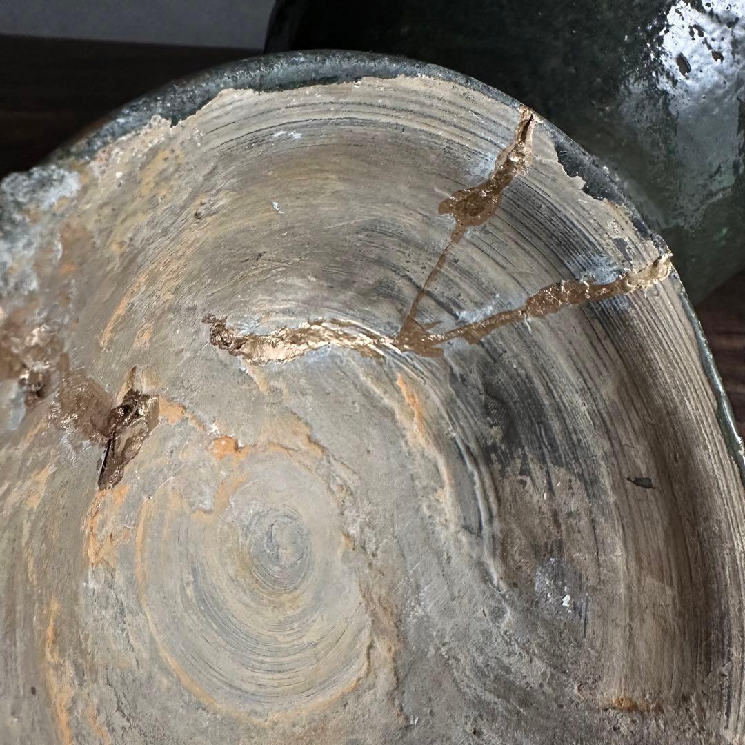 雰囲気良し　須恵器　緑釉　蓋物　古陶磁　中国美術　時代物