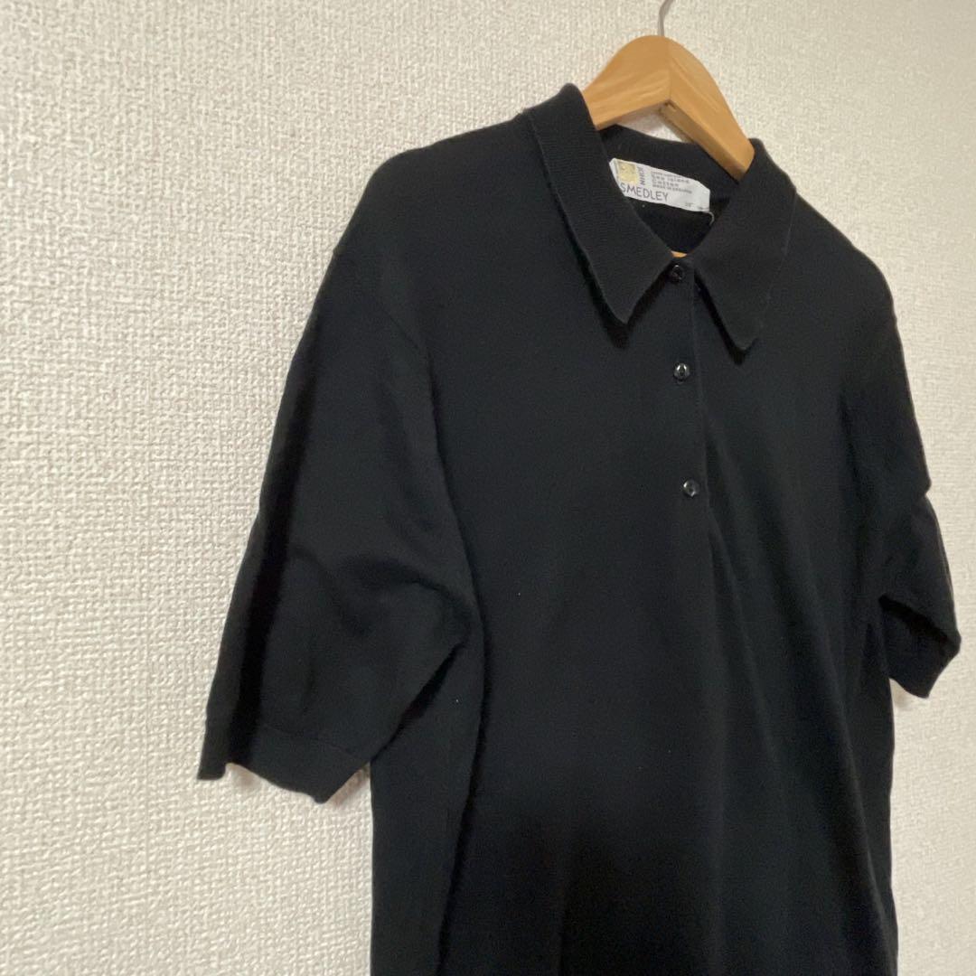 ジョンスメドレー  半袖ニットポロシャツ　ブラック　38