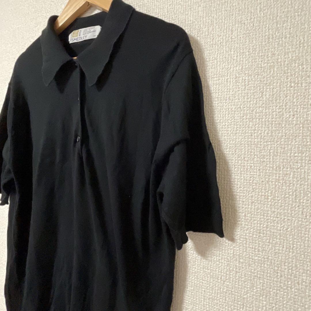 ジョンスメドレー  半袖ニットポロシャツ　ブラック　38