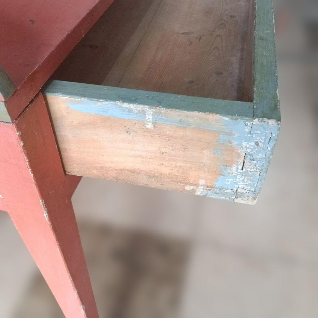 4437）アンティーク　ライティングデスク・サイドテーブル　小鳥草花ペイント