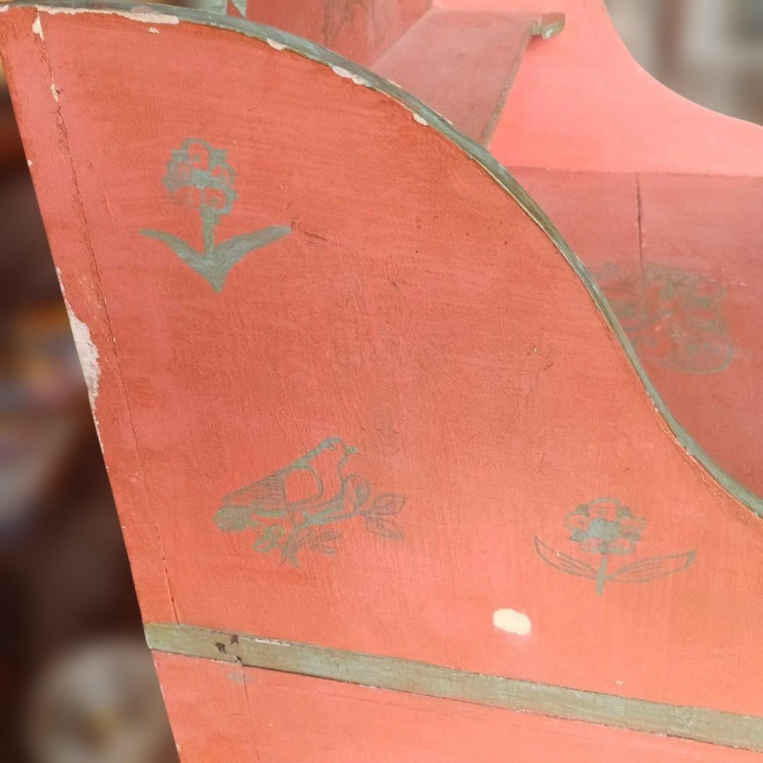 4437）アンティーク　ライティングデスク・サイドテーブル　小鳥草花ペイント