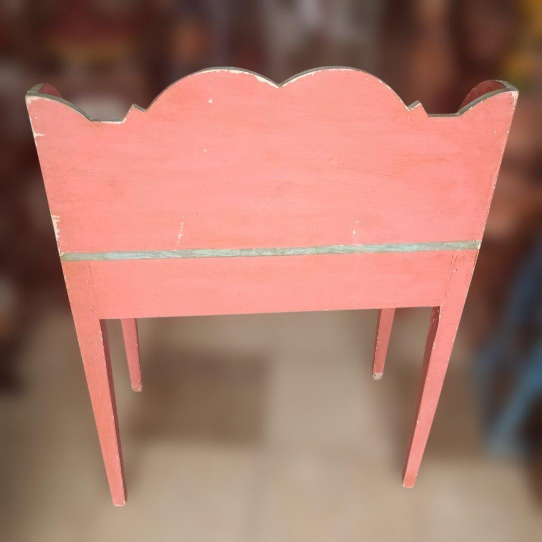 4437）アンティーク　ライティングデスク・サイドテーブル　小鳥草花ペイント