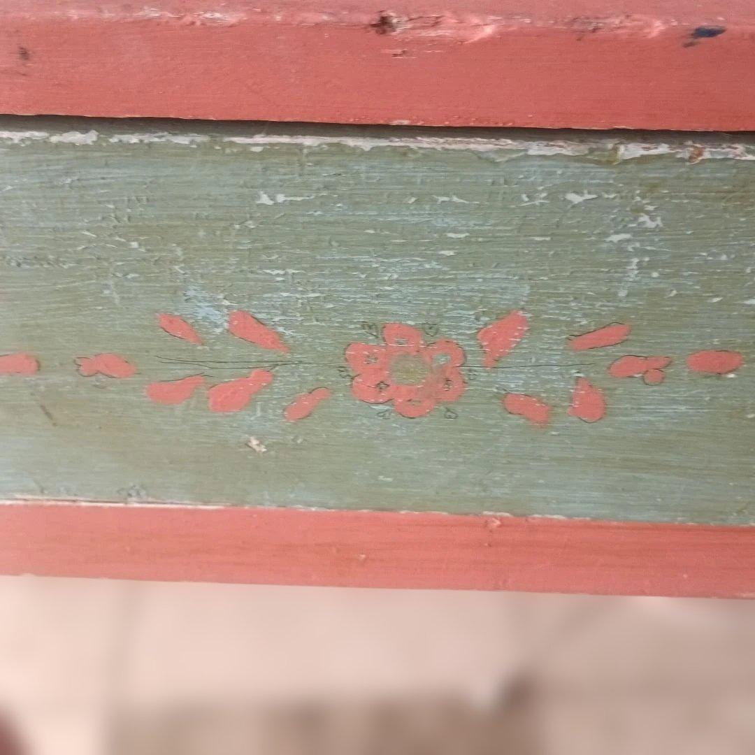 4437）アンティーク　ライティングデスク・サイドテーブル　小鳥草花ペイント