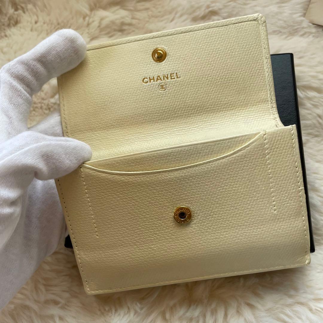 美品 シャネル CHANEL カードケース 財布 ココマーク ホワイト