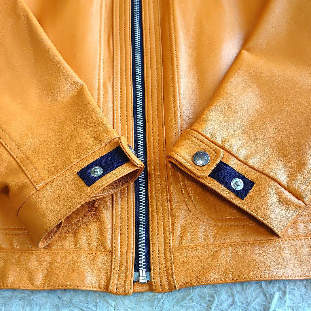 【美品】バジエ シングルライダース 羊革 レザー刺繍 レザージャケット XL