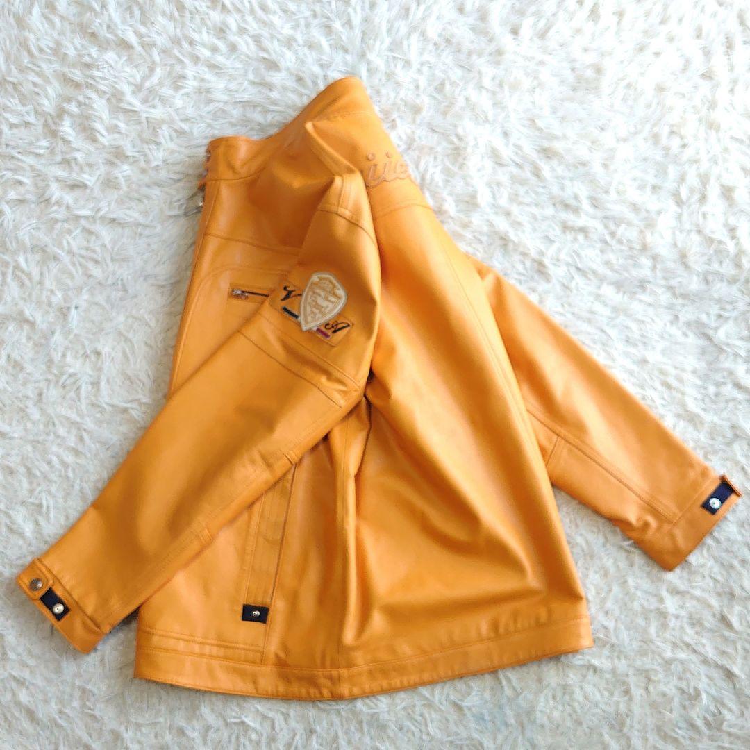 【美品】バジエ シングルライダース 羊革 レザー刺繍 レザージャケット XL