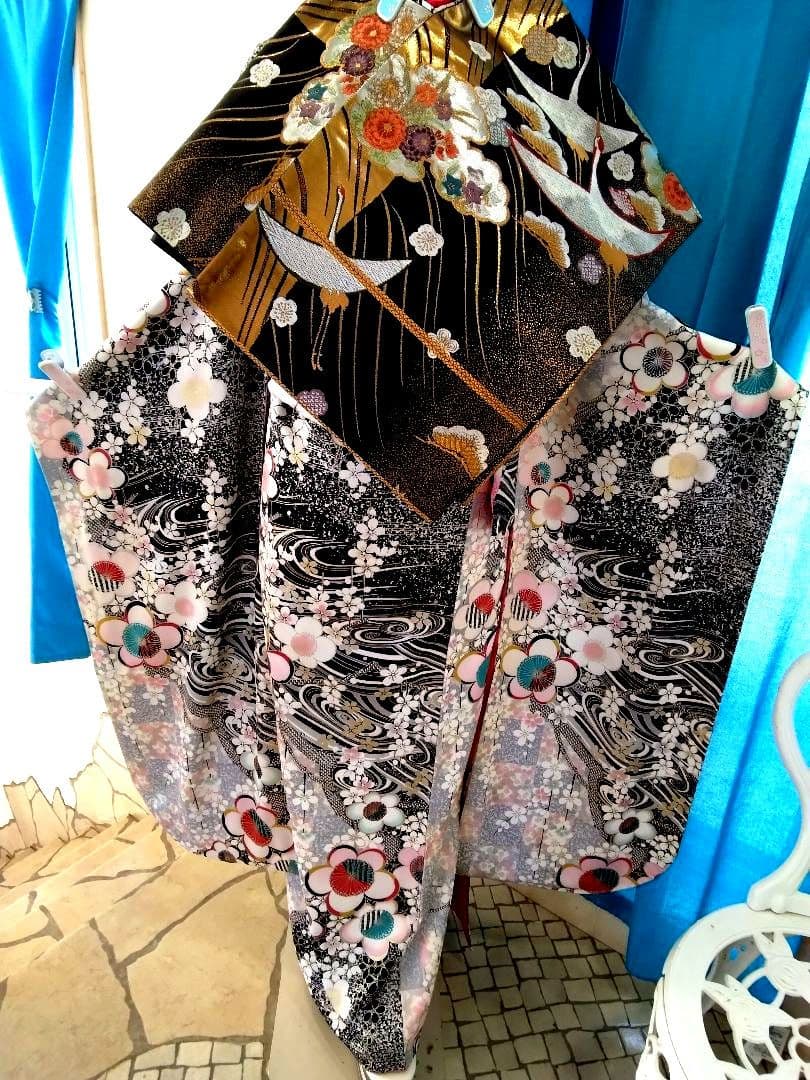 振袖フルセット、正絹振袖成人式、重ね衿帯揚げ帯締め、西陣袋帯、襦袢、ワイドサイズ