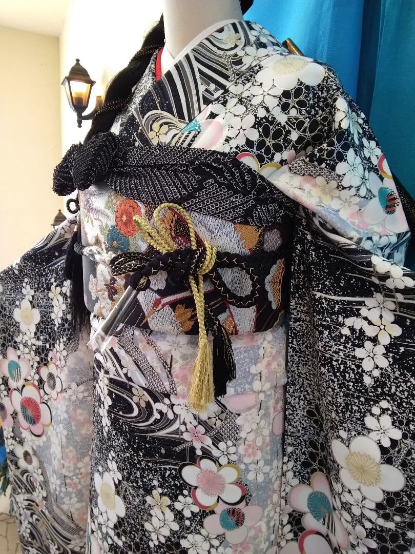 振袖フルセット、正絹振袖成人式、重ね衿帯揚げ帯締め、西陣袋帯、襦袢、ワイドサイズ