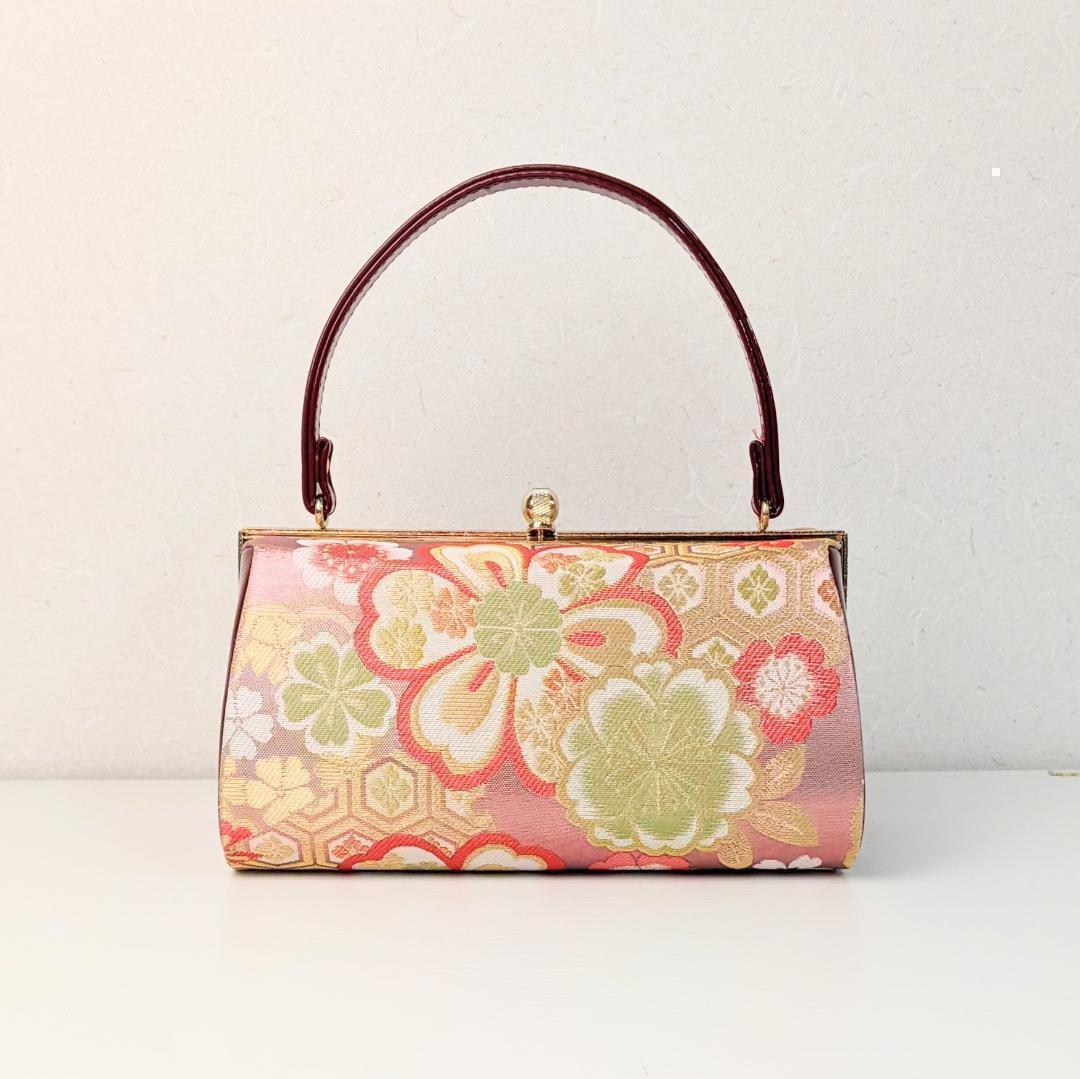 和装 草履バッグセット 振袖用 帯地 赤 エンジ フリーサイズ w5-1