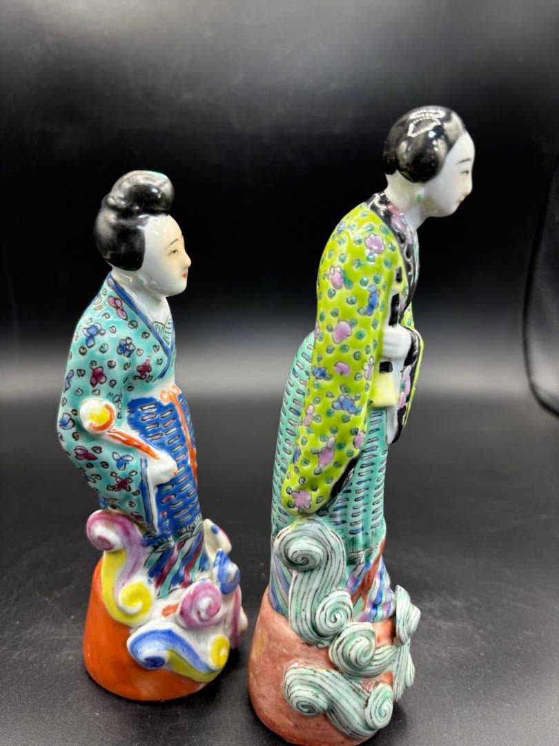 中国美術 古玩 色絵陶人形 陶器人形 高さ約20cm 置物 オブジェ 古董品