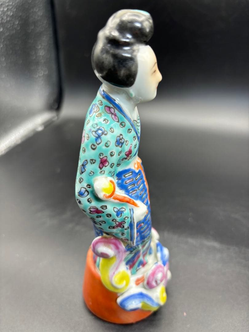 中国美術 古玩 色絵陶人形 陶器人形 高さ約20cm 置物 オブジェ 古董品