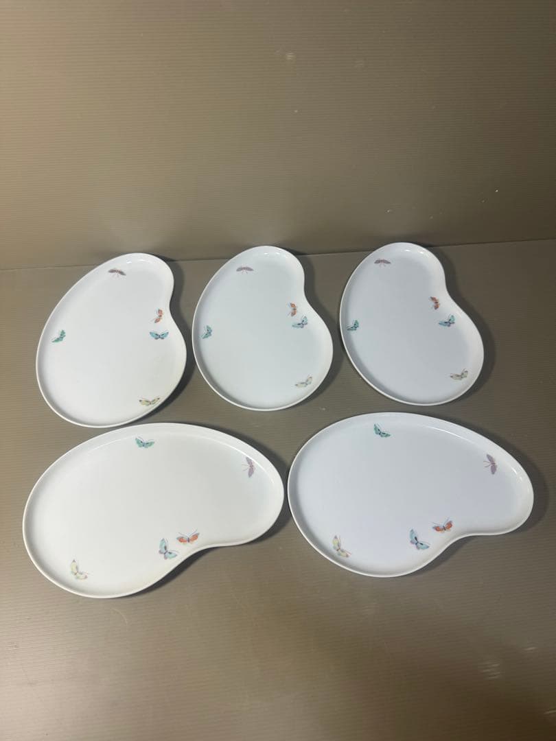 2521 深川製磁　瓢箪型　蝶文　皿　5客　未使用