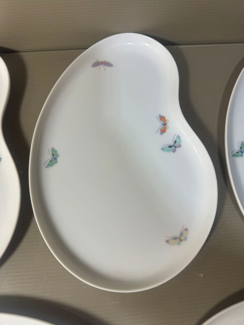 2521 深川製磁　瓢箪型　蝶文　皿　5客　未使用