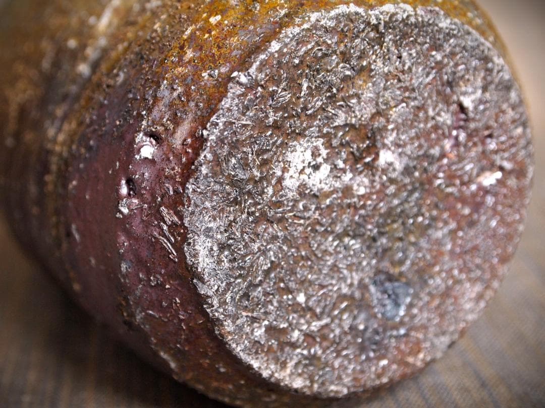 希少作★小山日出男★黒備前《窯変》徳利★黄胡麻★個展作品