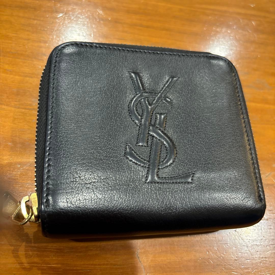 YSL 二つ折り財布 黒 レザー