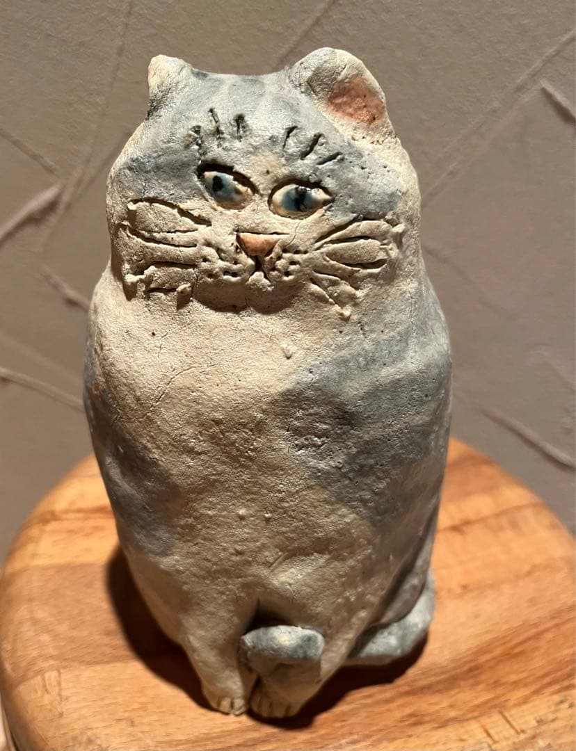 前川幸市さん　猫の置物・オブジェ　大きめ　幸生窯