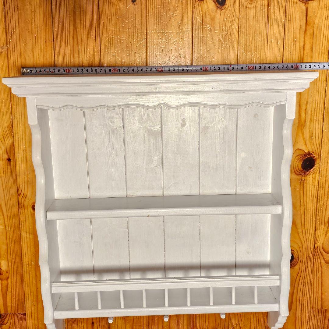 O*i様 木製カントリーシェルフ　訳あり　ホワイト　シャビー　アンティーク　壁掛