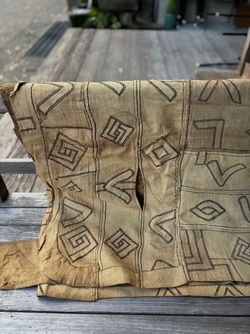 544アフリカヴィンテージ クバ王国 プショング族 ラフィア布 ンチャク 希少
