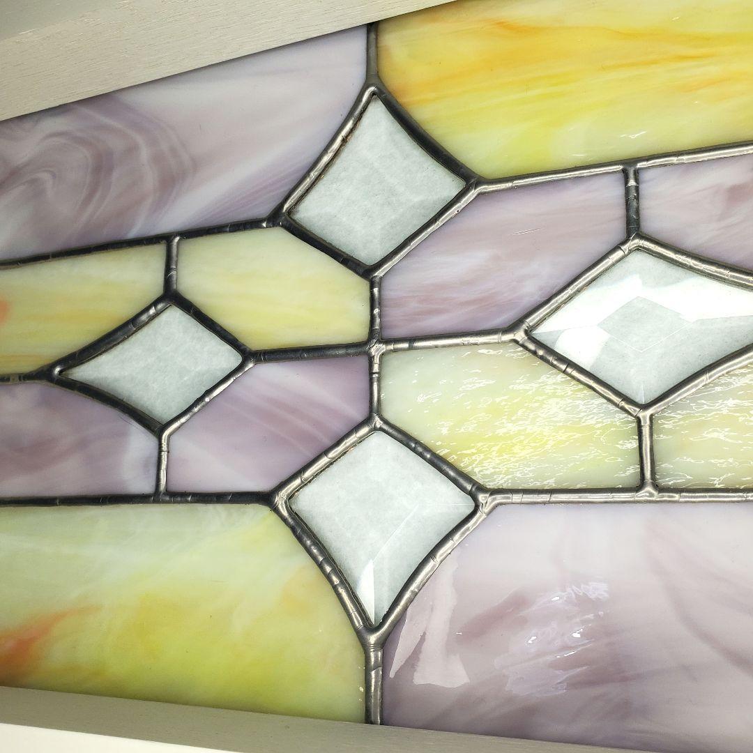 ステンドグラス　木枠付き　37cm×20cm　新品未使用