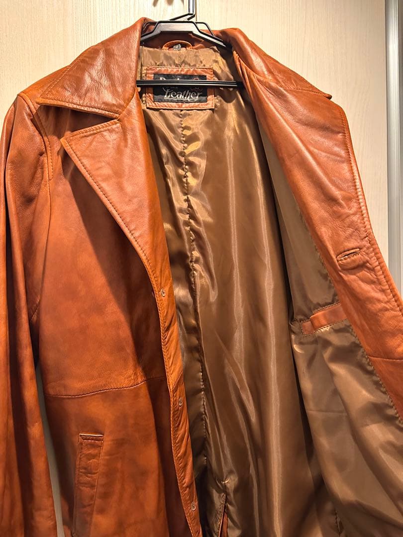 【美品】ブラウン レザー ロングコート