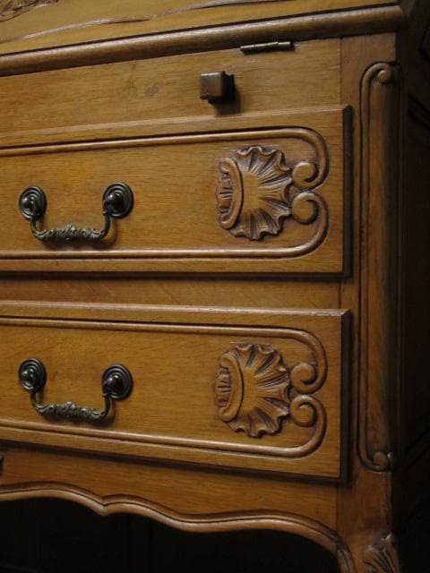 フランス アンティーク ルイ15世様式 彫刻 猫脚 ライティングビューロー