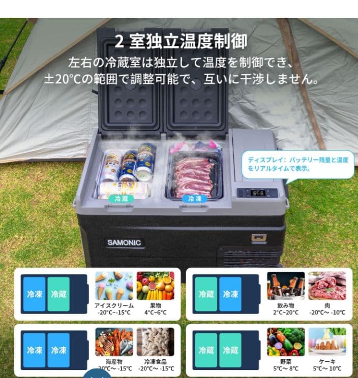 ポータブル冷蔵庫 55L 新品未使用 車載冷蔵庫 モバイルバッテリー付