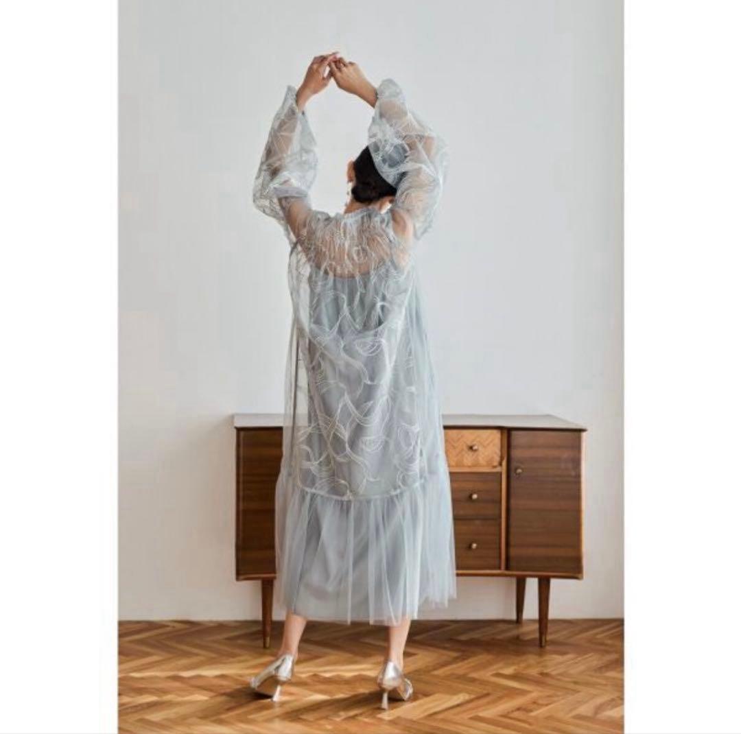 リボンエンブロイダリーレイヤードドレス　ニアナ　niana