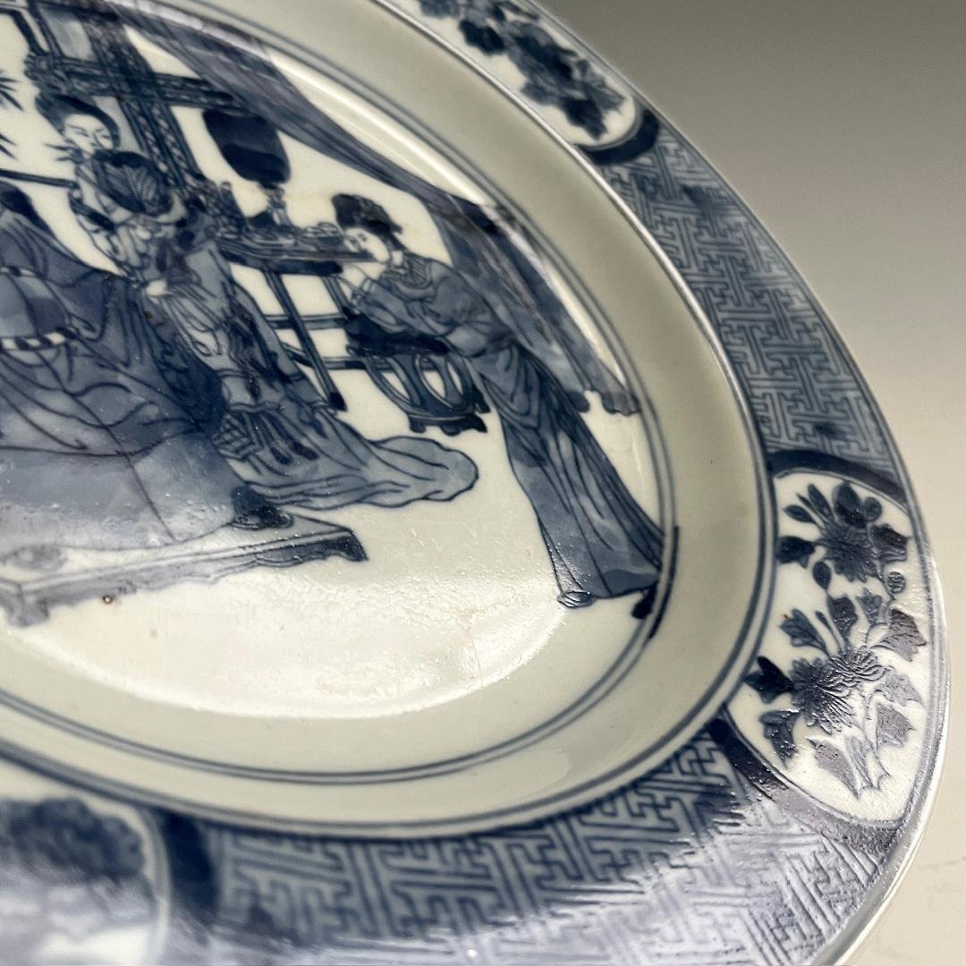 唐物 青花人物紋盤 清朝期 中国美術 古玩 SN23