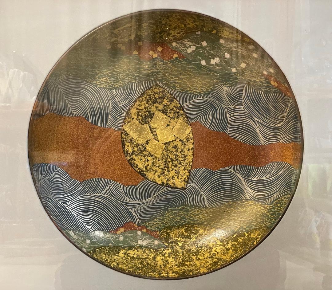 九谷焼　谷敷正人作　陶額雪月花『月』飾絵皿　飾皿　陶板画　額装