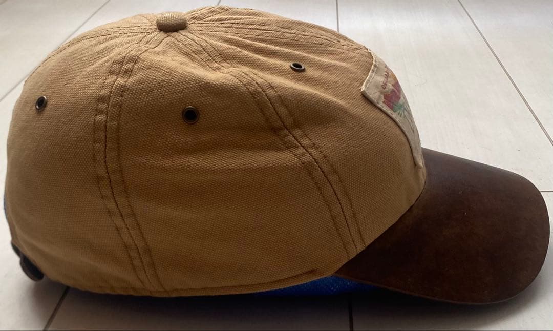 美品 00s RRL 革 レザー キャンバス ダック地 cap キャップ 帽子