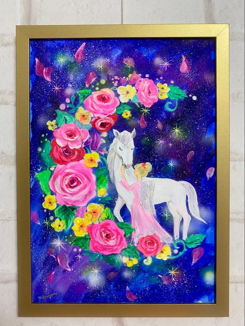 こまち絵画3点　　　薔薇の三日月と白馬