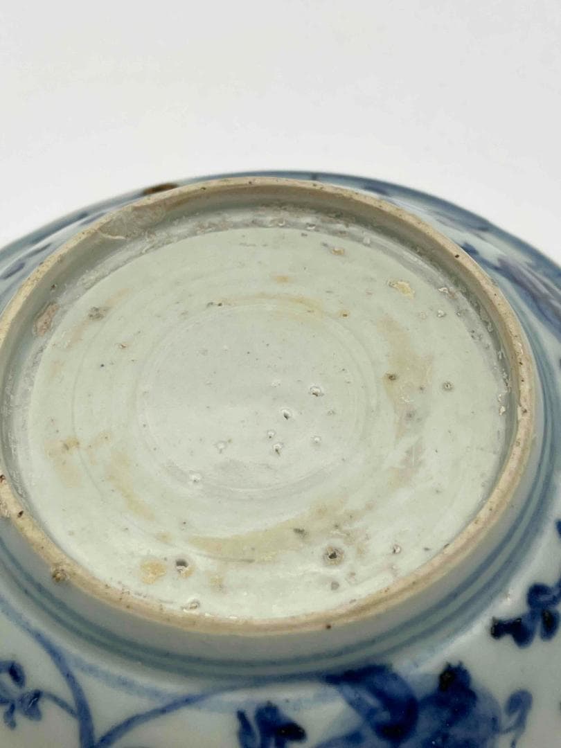 明時代　染付 青花神獣文盤　麒麟文古染付皿 唐物　古賞物　時代物(D-76)