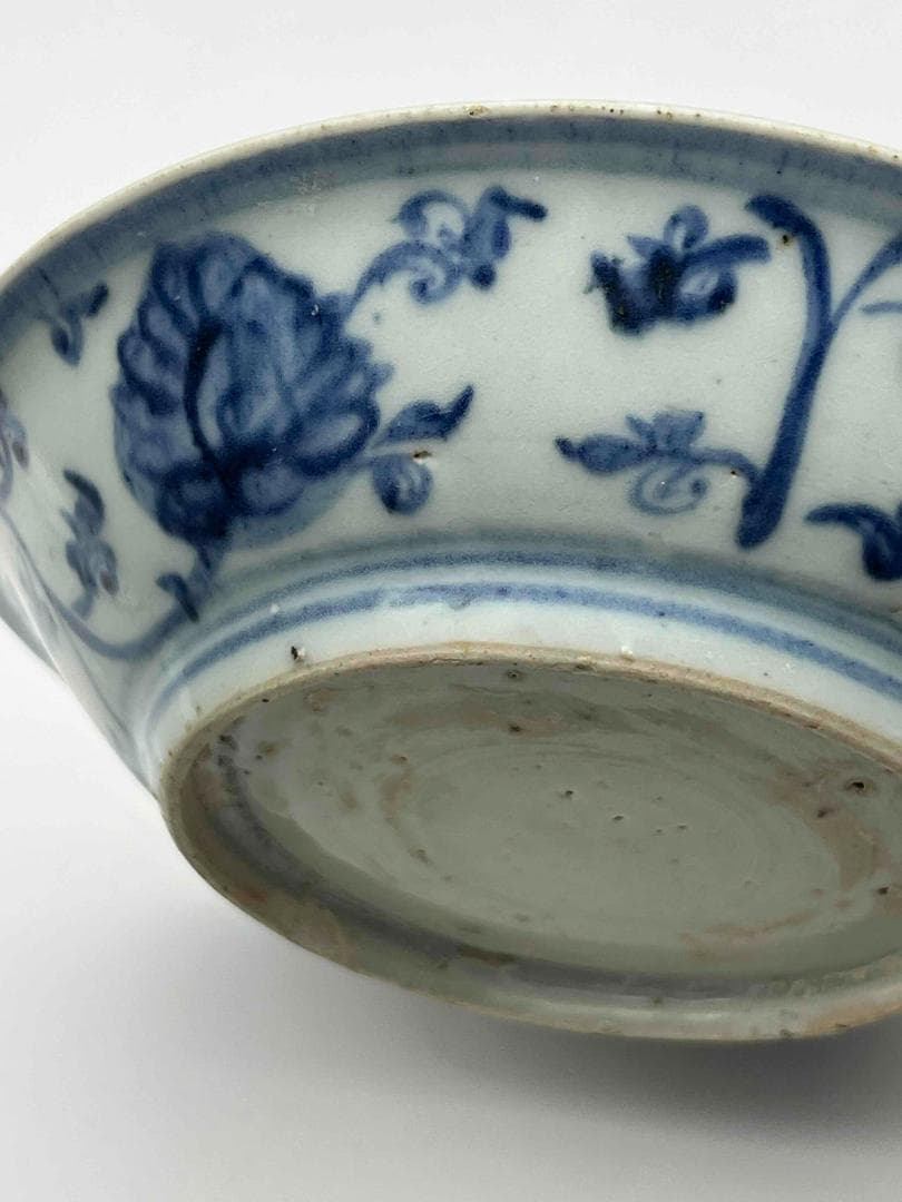 明時代　染付 青花神獣文盤　麒麟文古染付皿 唐物　古賞物　時代物(D-76)