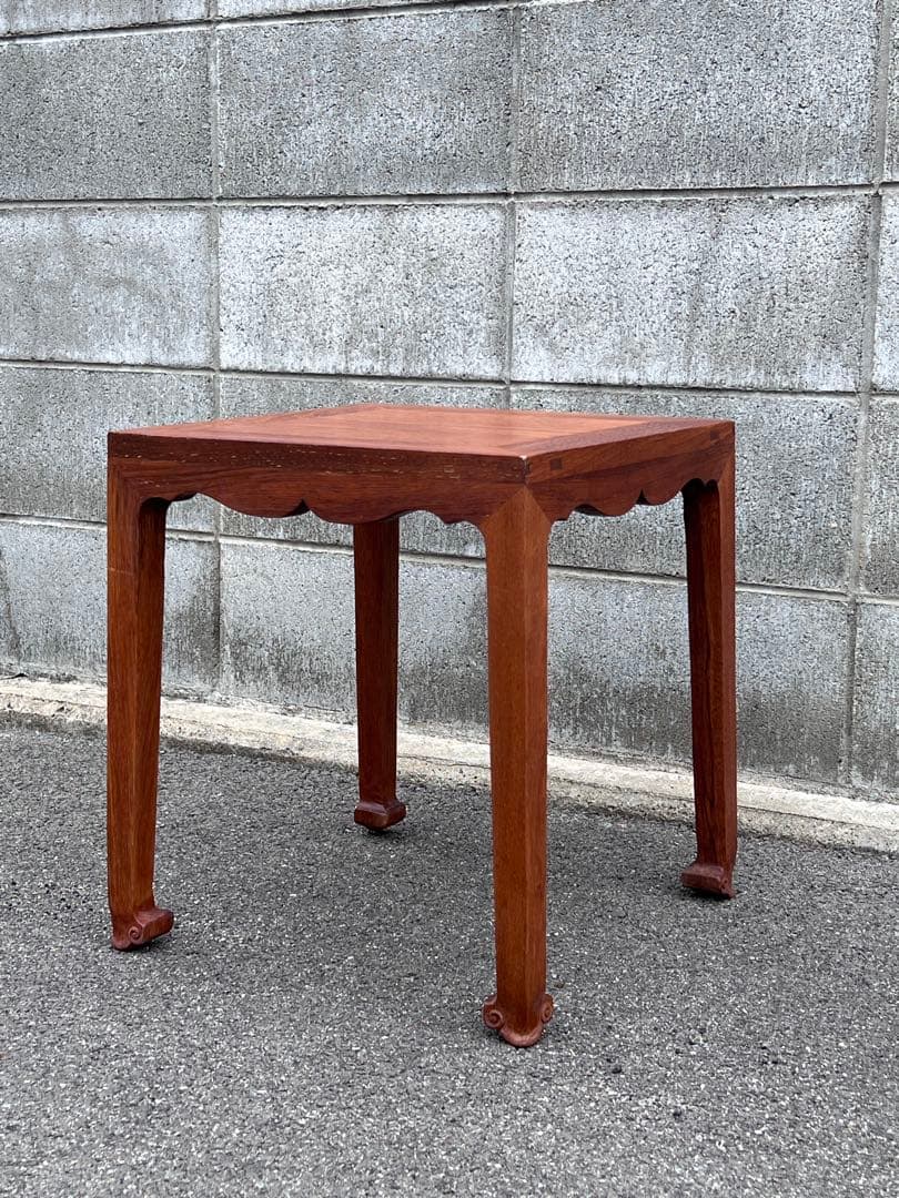 送料無料　唐木　正方高足花台　宋式極簡風　巻雲足　中国美術　飾り台　盆栽台