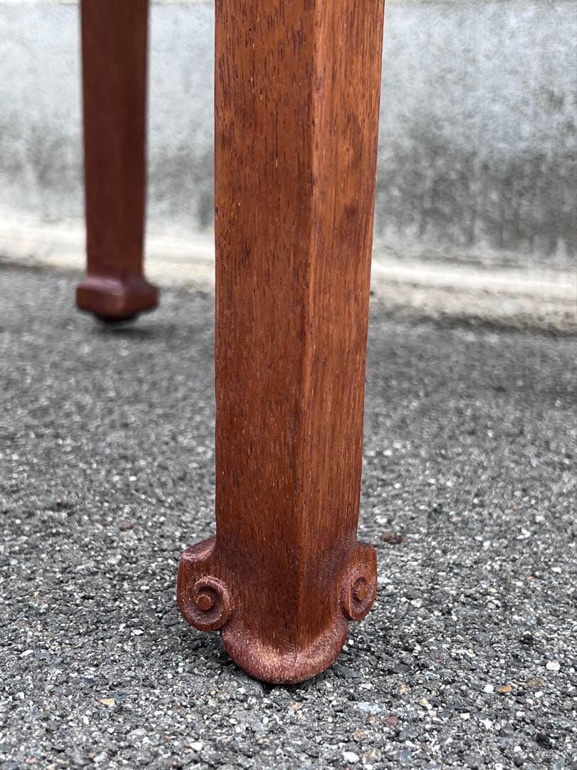 送料無料　唐木　正方高足花台　宋式極簡風　巻雲足　中国美術　飾り台　盆栽台